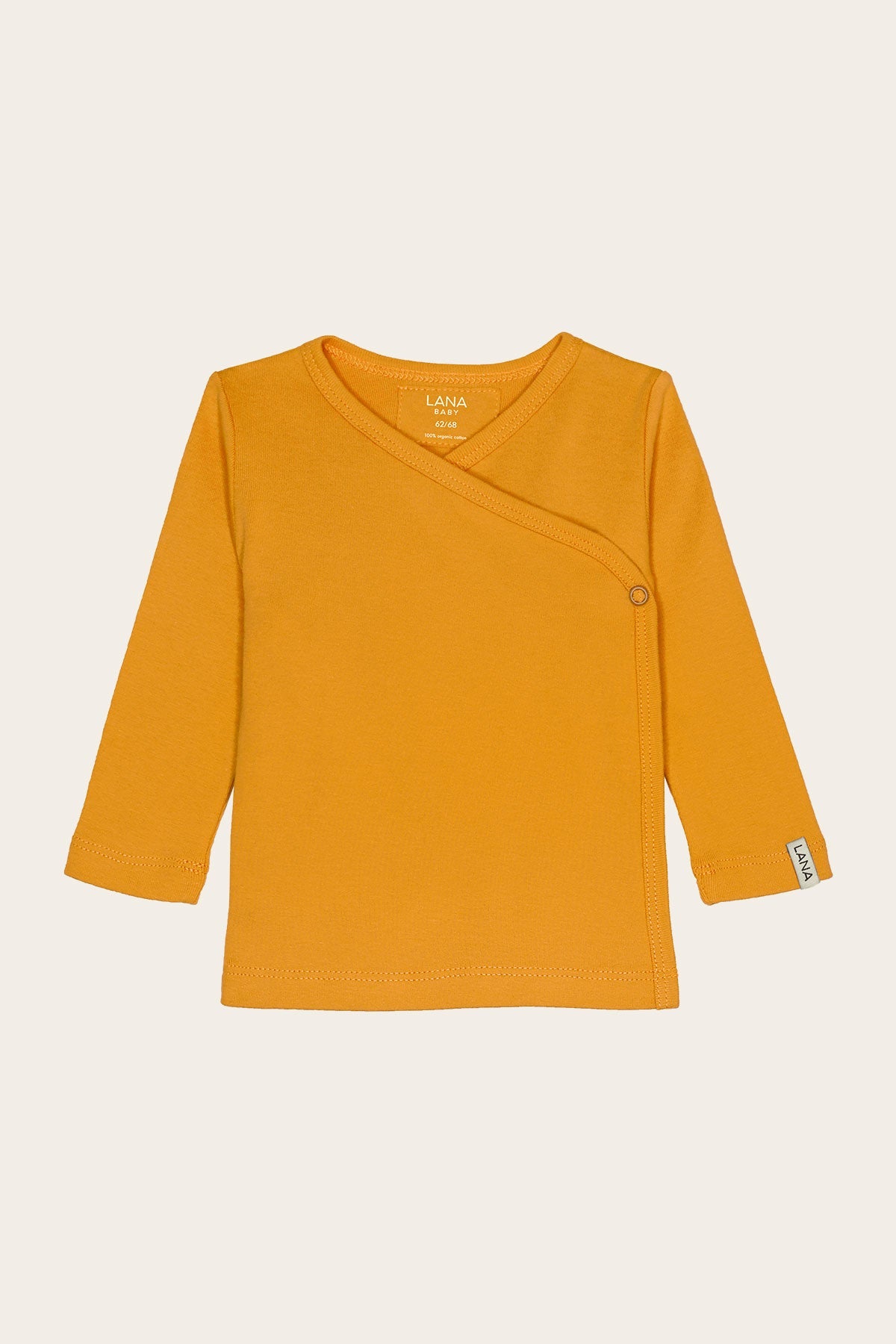 Wickelshirt Modell Finn sonnengelb nachhaltige Bio Baumwolle langarm weich komfortabel